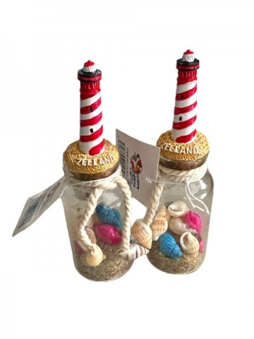 Magneet flesje met zand vuurtoren Haamstede