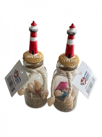 Magneet flesje met zand vuurtoren Haamstede